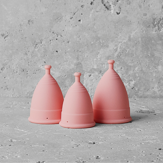 3 different sized period cups