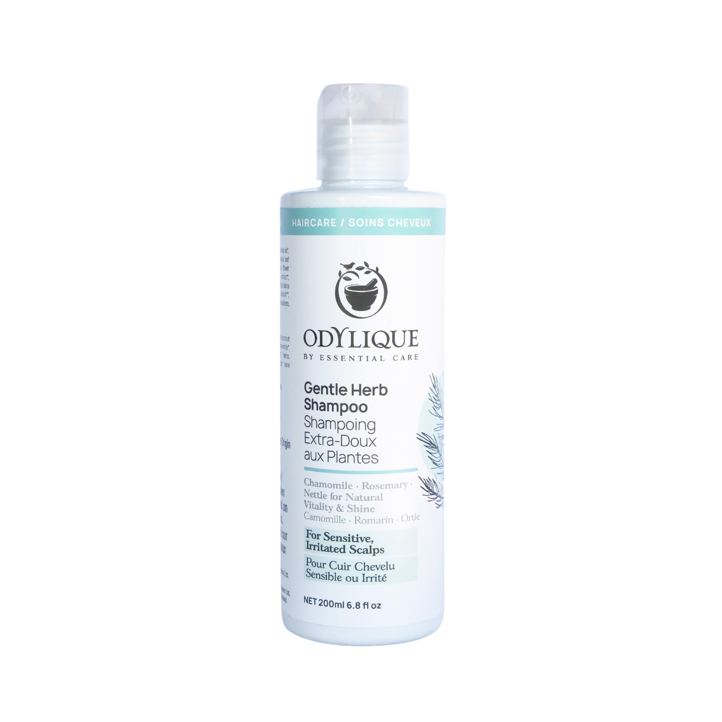 Odylique Gentle Herb Shampoo bottle on a white background