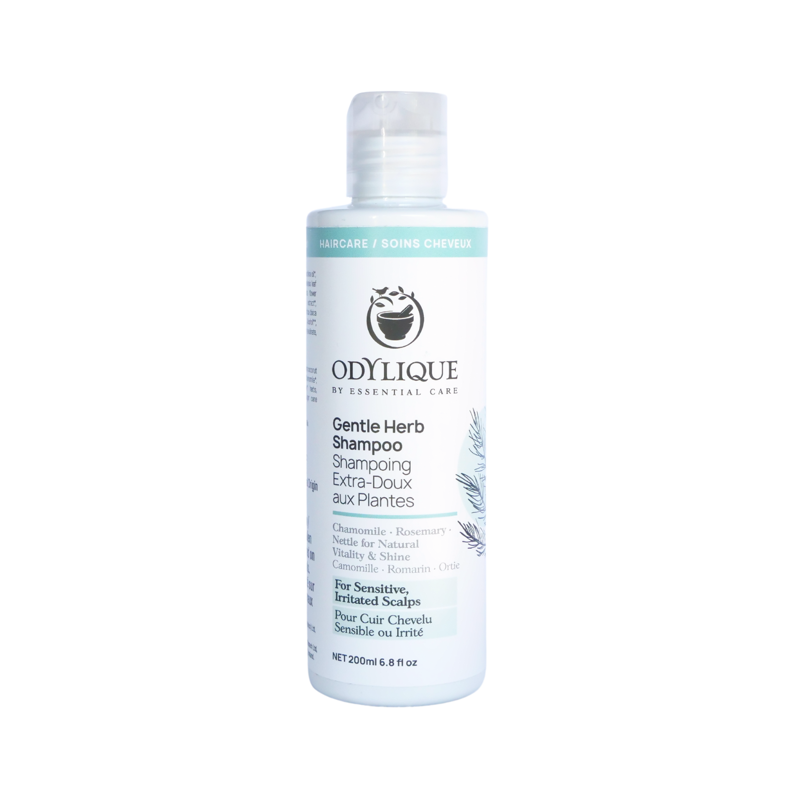 Odylique Gentle Herb Shampoo bottle on a white background