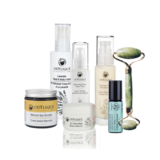 Odylique Skincare Ritual with Jade Roller Massage Tool