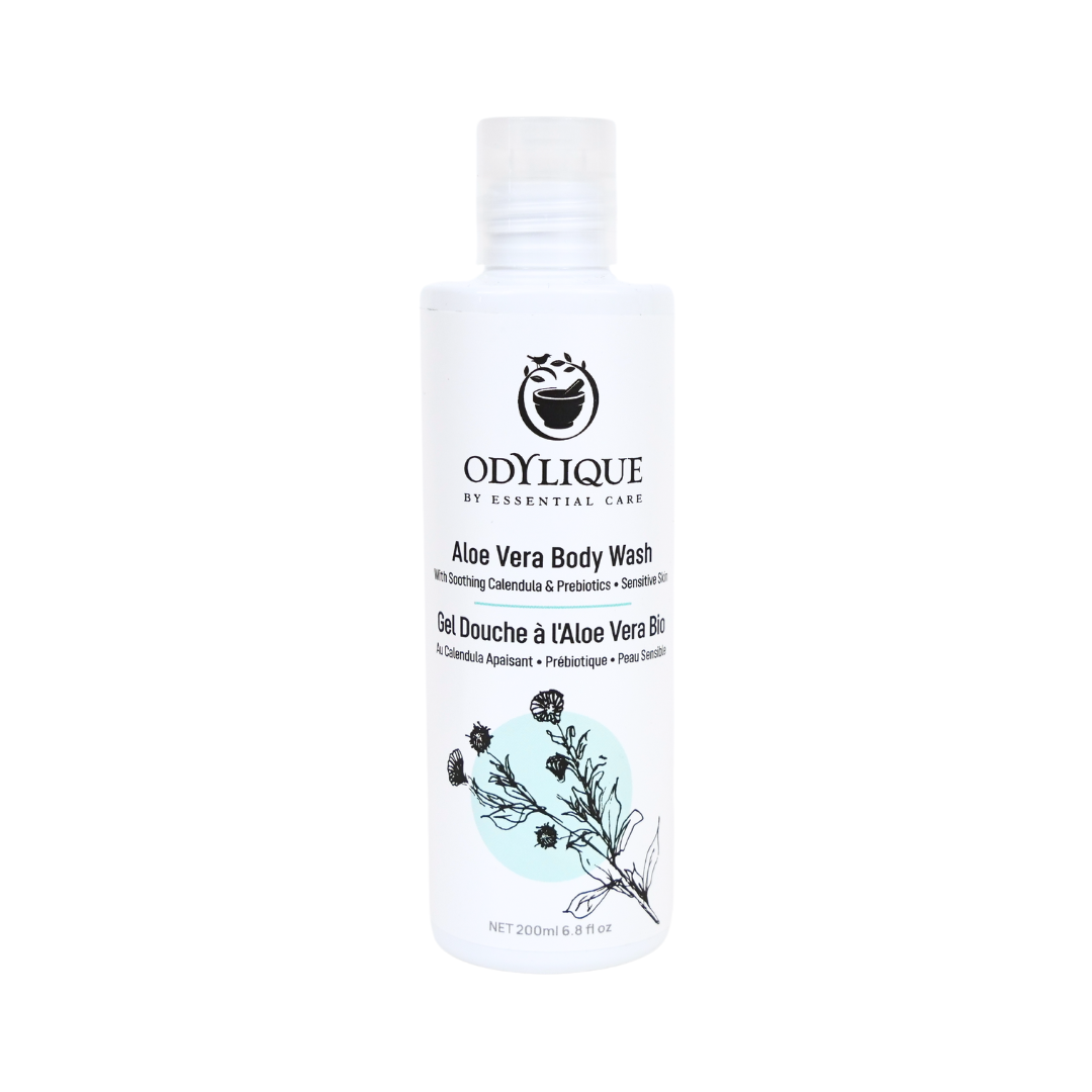 white shower gel bottle with light green accent