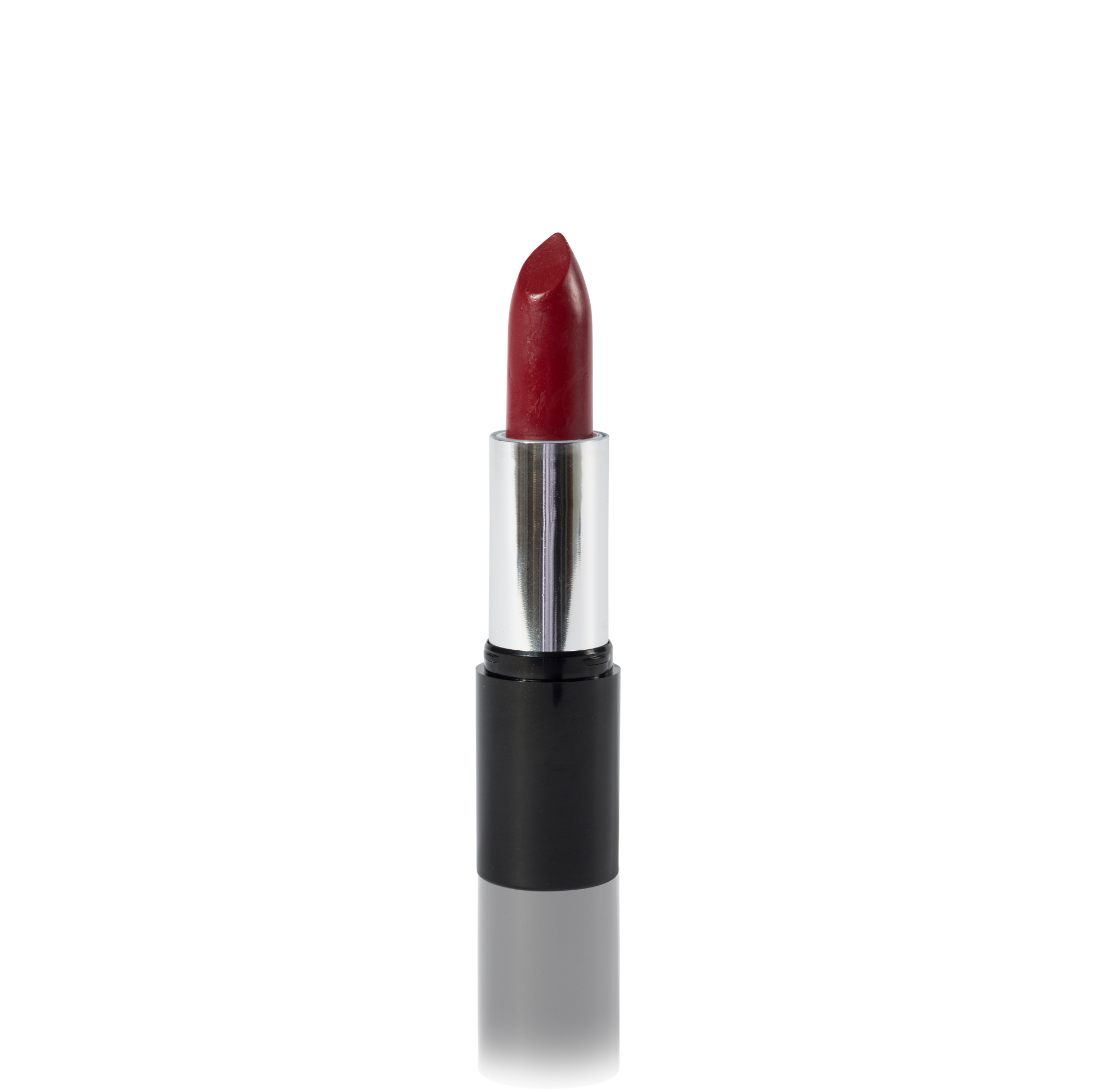A single tube of the odylique cherry tart natural lipstick with the cap removed, revealing the red/cherry shade, set against a plain white background.