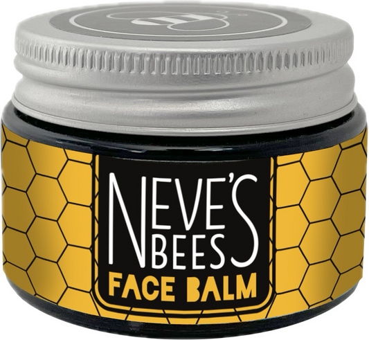 glass jar of men's facial balm hand made by neve's bees natural skincare