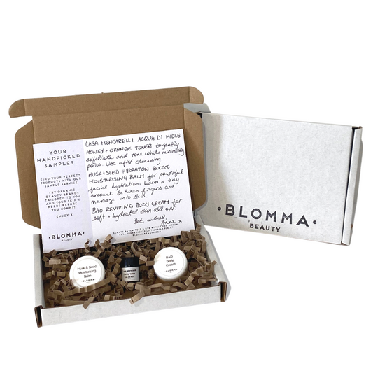 Blomma Beauty Natural Skincare Sample Pack. Organic skincare samples.