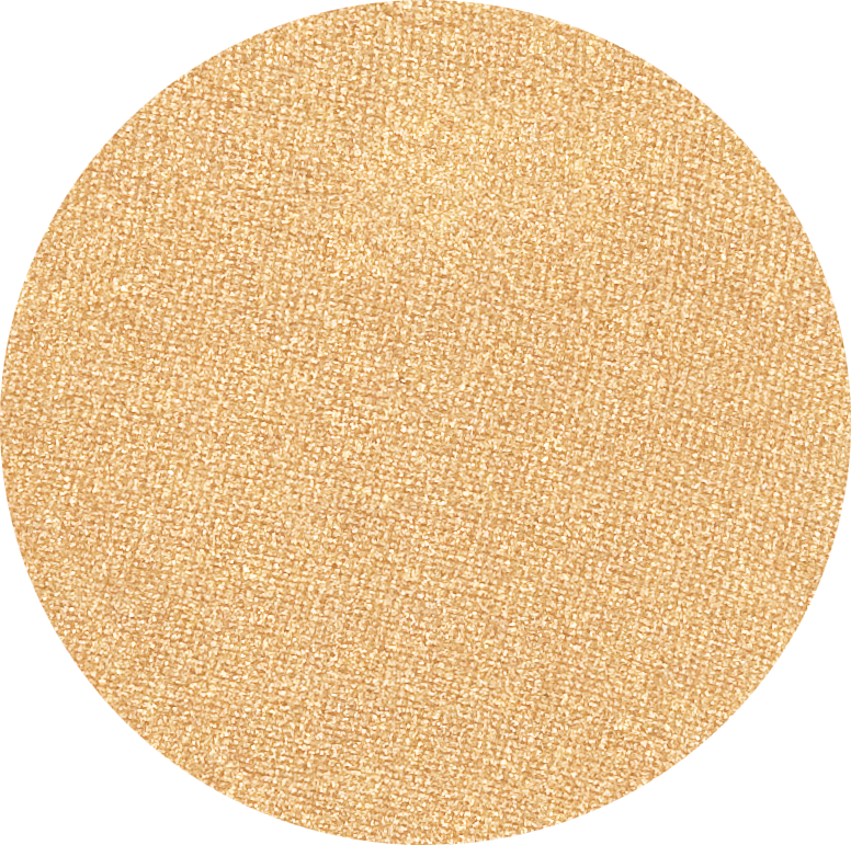 Close-up swatch of single pan Odylique organic eyeshadow in shade Gold, a mid-gold shimmer.