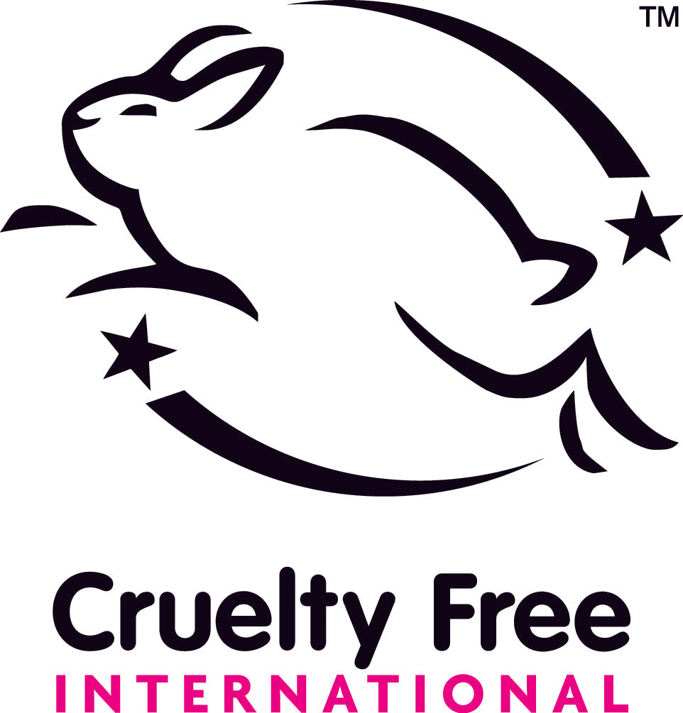 Leaping bunny emblem depicting a graceful bunny jumping, indicating cruelty-free product certification