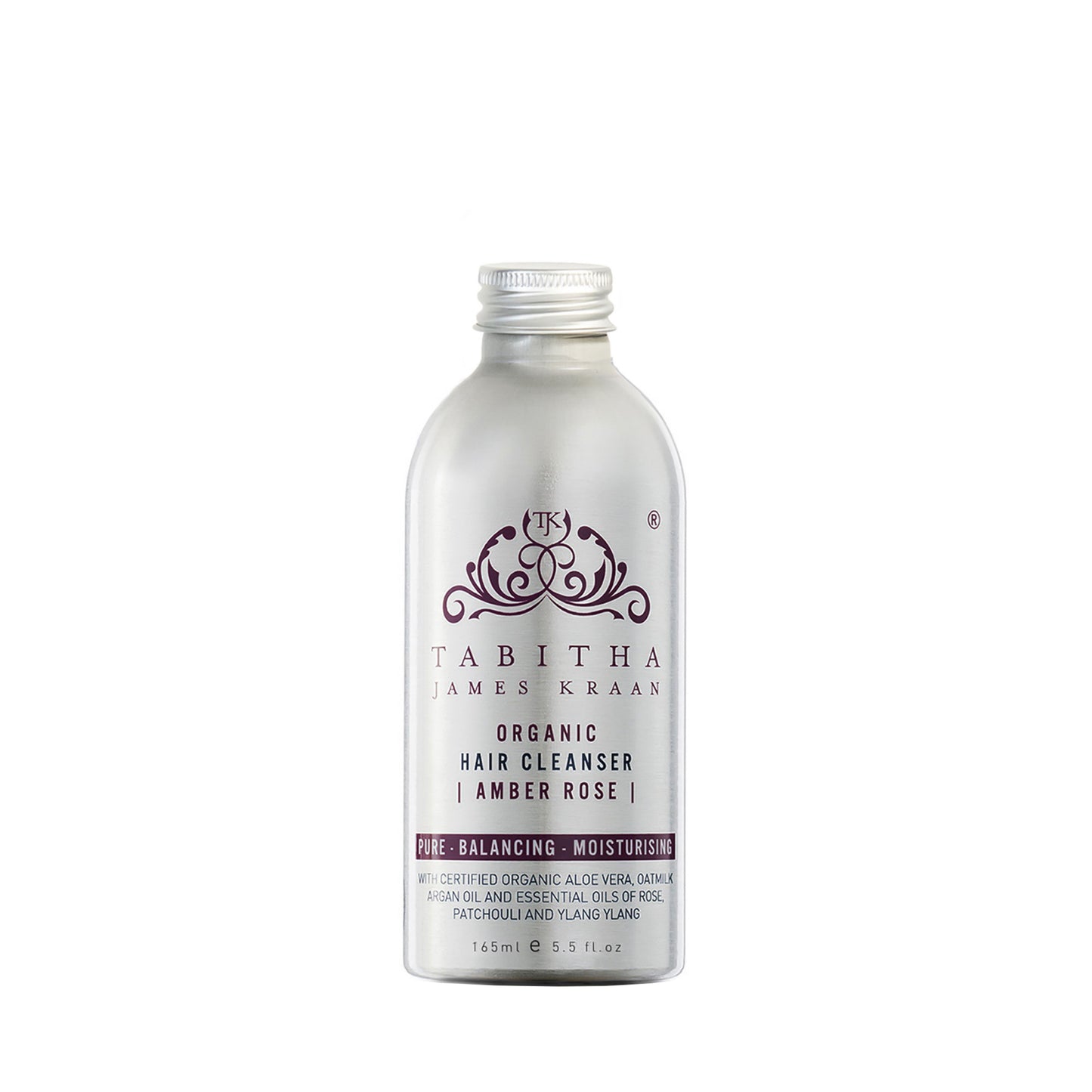 amber rose organic shampoo hair cleanser in an aluminium bottle