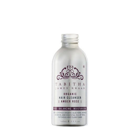 amber rose organic shampoo hair cleanser in an aluminium bottle