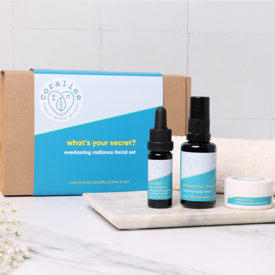 gift box containing anti ageing natural skincare