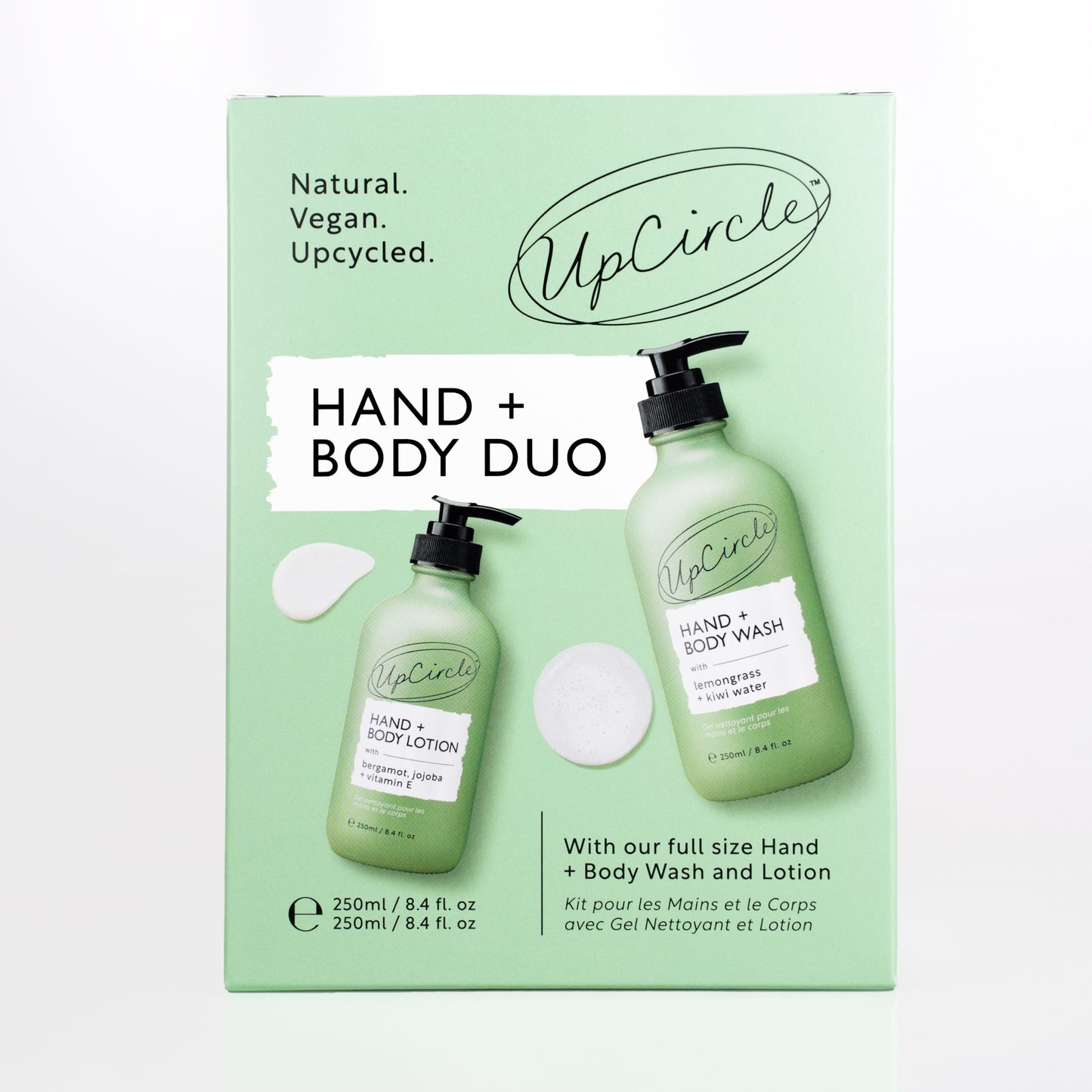 box showing the upcircle hand and body duo