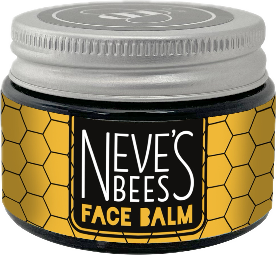 glass jar of men's facial balm hand made by neve's bees natural skincare