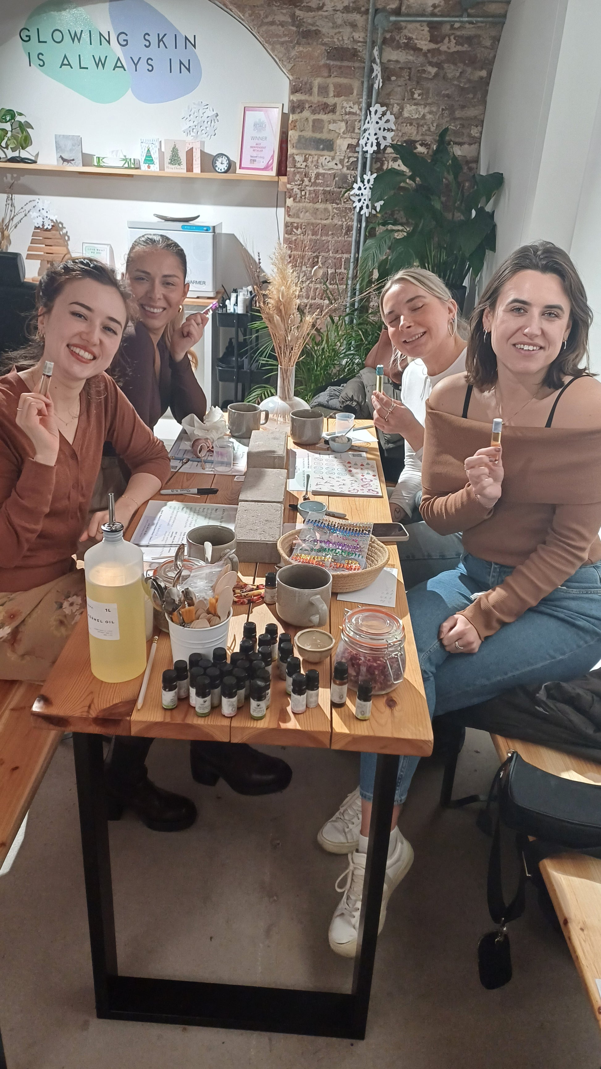 group of women attending the aromatherapy roller workshop in islington