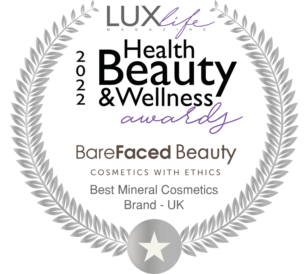 BareFaced Beauty winner of Best Mineral Cosmetics Brand in the UK in the 2022 LuxLife Magazine Health Beauty and Wellness awards. Award winning vegan makeup.