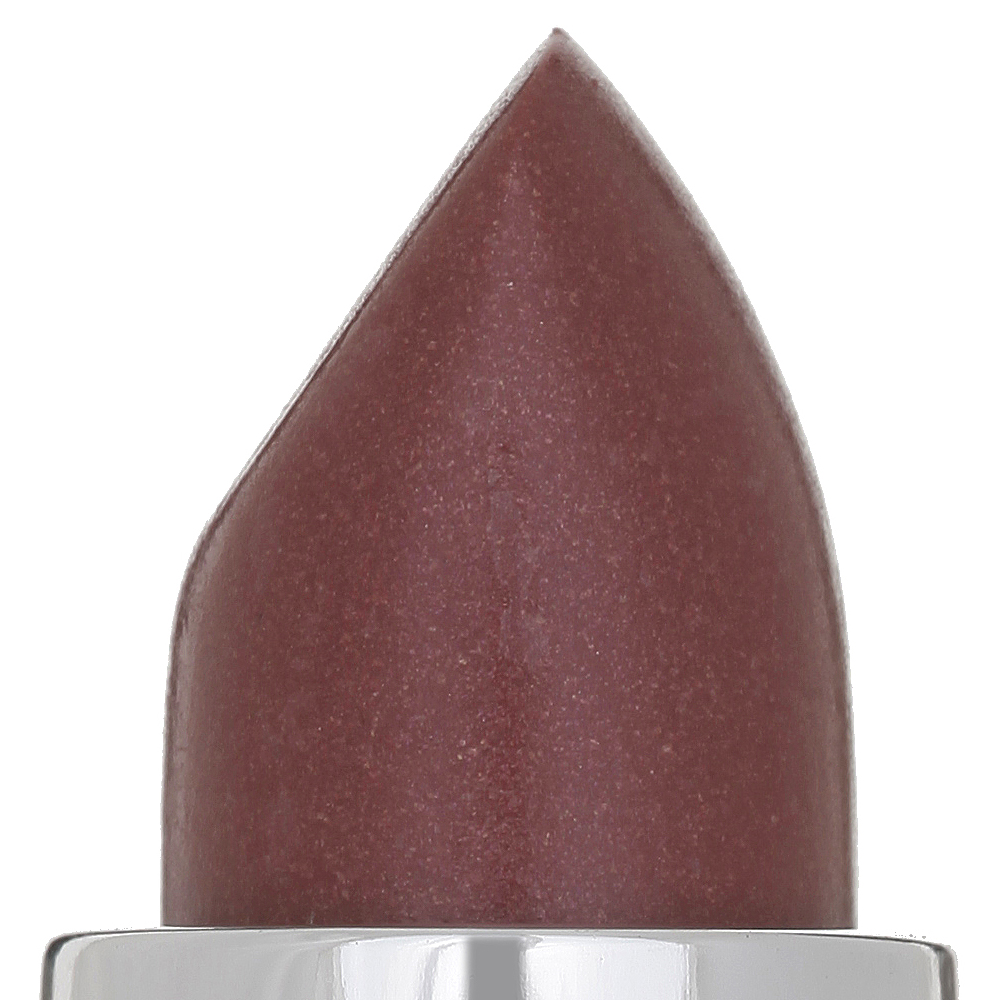 BareFaced Beauty Natural Mineral Lipstick in Elegant. Cruelty free lipstick. Closeup on the lipstick. The shade is a neutral brown.
