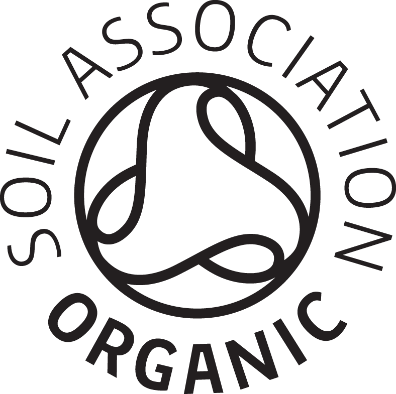Haoma Organic Massage Oils certified organic by The Soil Association. Soil Association logo in black.