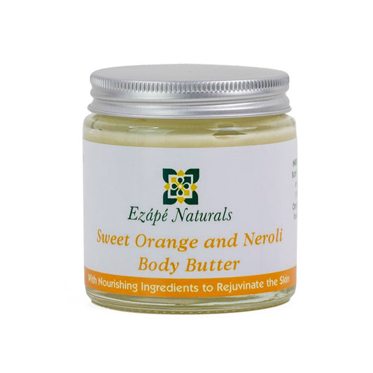 Ezape Naturals Sweet Orange and Neroli Body Butter in small size. Natural bodycare.